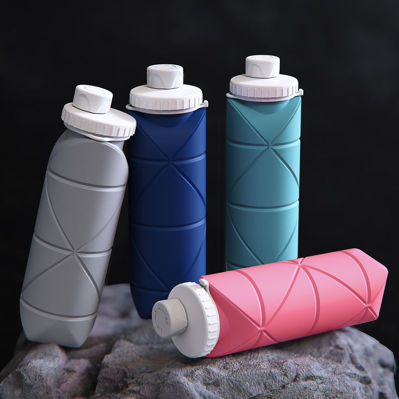 Bottiglia d'acqua portatile e pieghevole in silicone per bicicletta, fitness, sport all'aria aperta, anti-goccia, resistente, regalo_voghion.com
