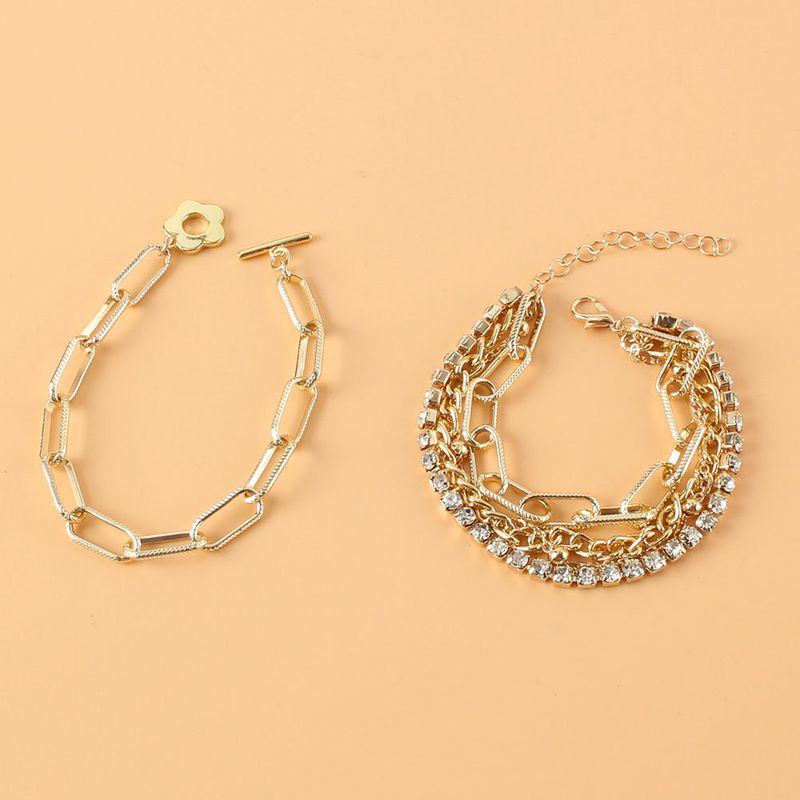 Accessoires Eenvoudige Hip-Hop Volledige Diamanten Ketting Armband Mode Geometrische Gemengde Set Sieraden BR420_voghion.com