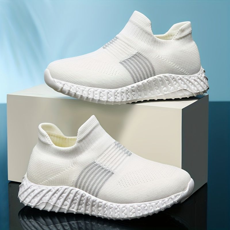 Casual Low Top Slip On Woven Shoes Boys, Breathable Lightweight Sneakers For Walking Running Training, All Seasons_voghion.com