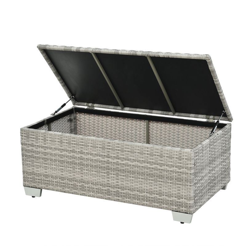 10 Piece PE Rattan Patio Furniture Set, Sectional Sofa Set, Outdoor Patio Furniture Set With Cushions & Tempered Glass Coffee Table_voghion.com