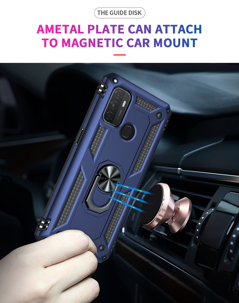 Til OPPO A32 A53 A53S 2020 etui Luksus Armor Magentic Silikone telefontaske til OPPO A15 A15S A35 Bilholder Ringetui_voghion.com