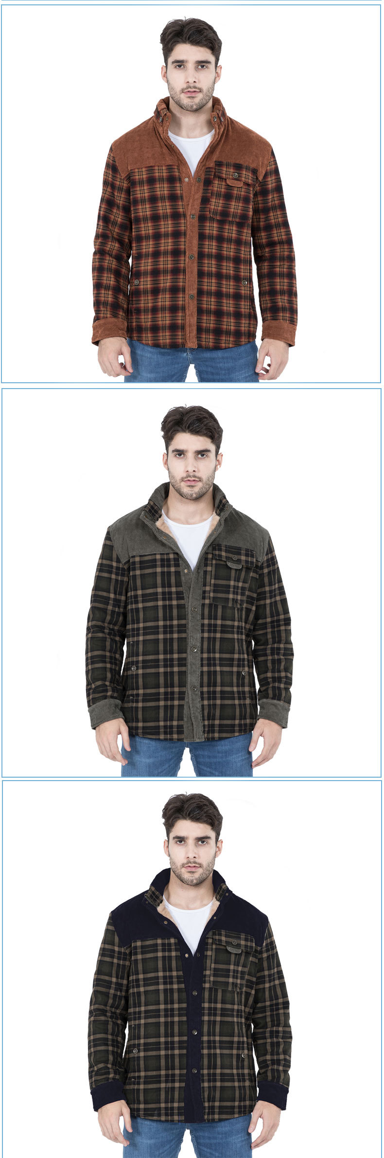 Camicia a quadri americana da uomo, giacca invernale calda in puro cotone, oversize e felpata_voghion.com