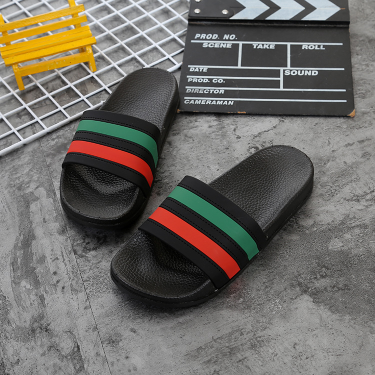 Summer Striped Home Non-slip Slippers Women's Indoor Flip Flops New Fashion three-bar sandals factory direct sales_voghion.com