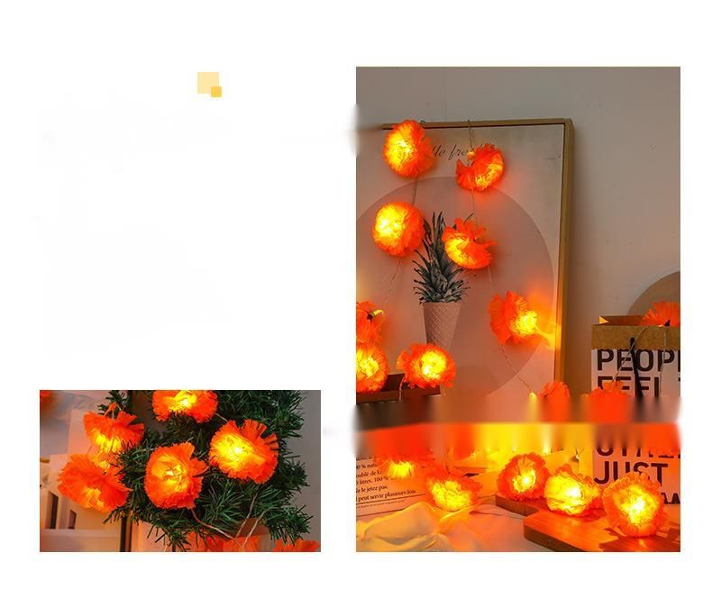 LED Dahlia Small Colorful String Flashing Starry Sky Christmas Halloween Solar Marigold Decorative Lights_voghion.com