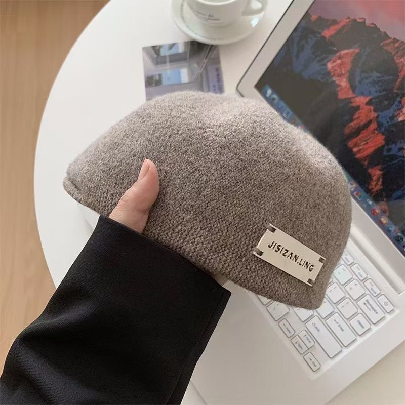 Black Beret For Women, Spring Autumn, Large Head Circumference, Face Slimming, Reversible Forward Hat, Autumn And Winter_voghion.com