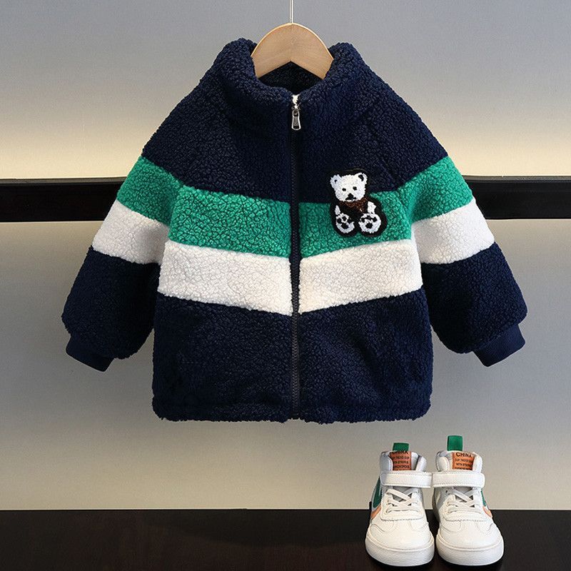 Çocuk Giyim Erkek Çocuk Kapitone Ceket 2024 Yeni Stil Bebek Sonbahar ve Kış Giysileri Üstleri Çocuk Moda Kalın Polar Polar Pamuklu Ceket_voghion.com
