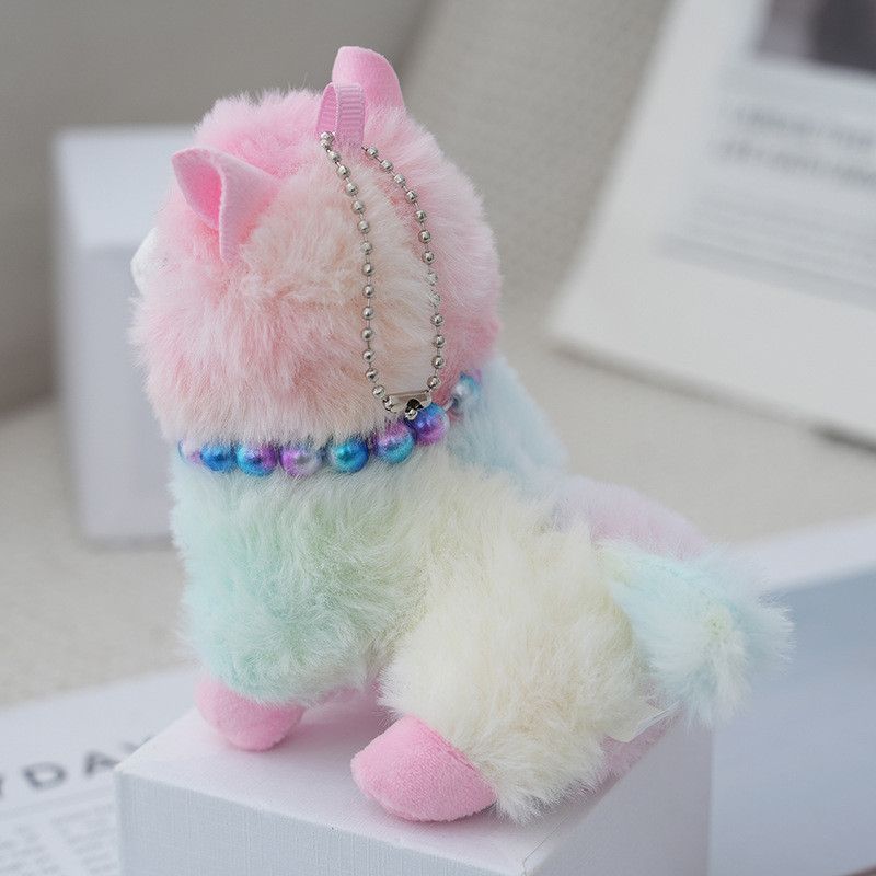 Colorful Llama Plush Tiedye Toy Keychain Adorable Backpack Charm Gift For Kids_voghion.com