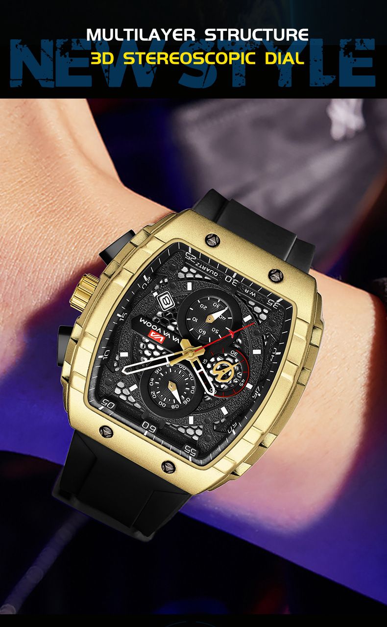 VA VA VOOM Men's Watches Multifunctional Fashion Business Waterproof Calendar Barrel Non Automatic Mechanical Watch_voghion.com