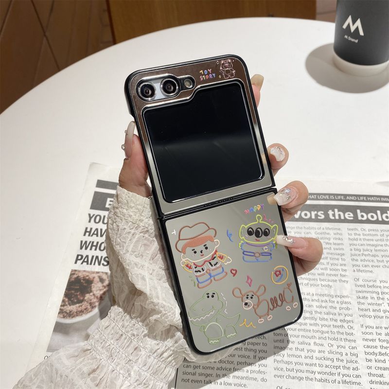 Japanese and Korean cartoon for Samsung zflip5 folding screen phone case GalaxyZFLIP3/4 protective cover mirror_voghion.com