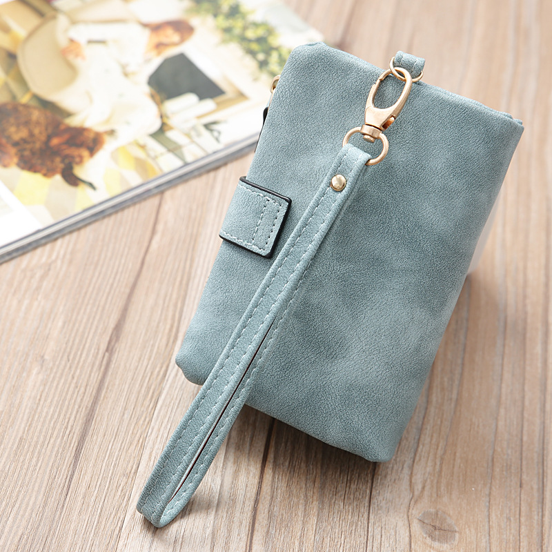 Portamonete piccolo con pochette lunga con cerniera lunga da donna, portafoglio corto opaco retrò in nuova versione coreana_voghion.com