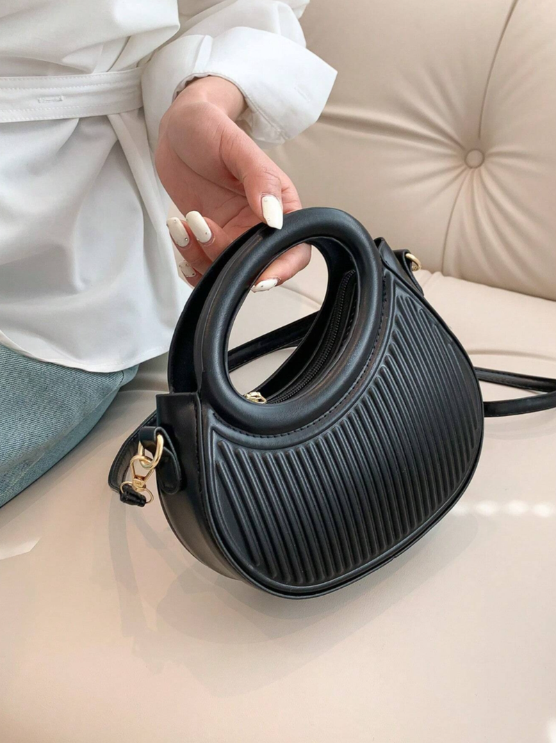 Mode Schwarz Nischendesign Französisch Gentle Lady Neuer Trend Pendler Date Handgehaltene One-Shoulder Cross-Body Damentasche_voghion.com