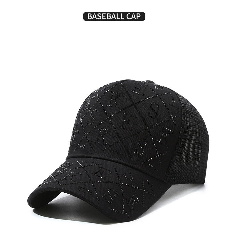 Unisex Instagram diamond-encrusted letter cap children spring/summer fashion temperament net cap breathable baseball cap tide_voghion.com