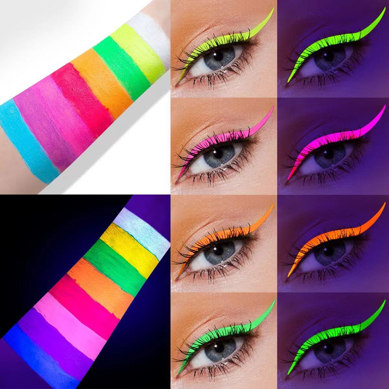 Eyeliner fluorescente colorato di Halloween, eyeliner liquido opaco e luminoso, pittura per il viso, impermeabile e resistente al sudore, lunga durata, asciugatura rapida_voghion.com