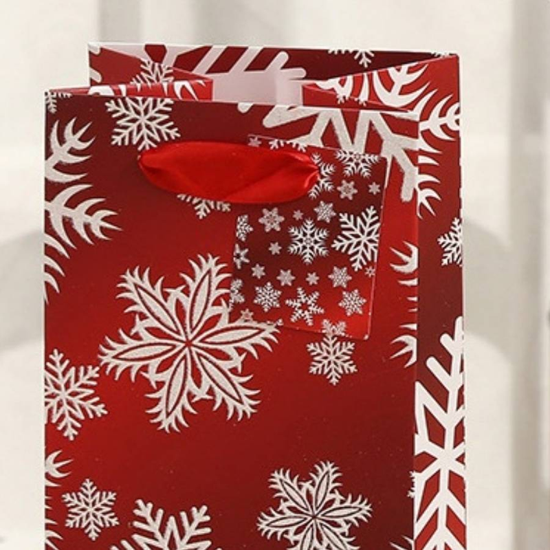 3pcs Christmas red wine gift bag red Christmas tree snowflake print hand-held packaging bag single pack wine champagne bag Christmas paper bag_voghion.com
