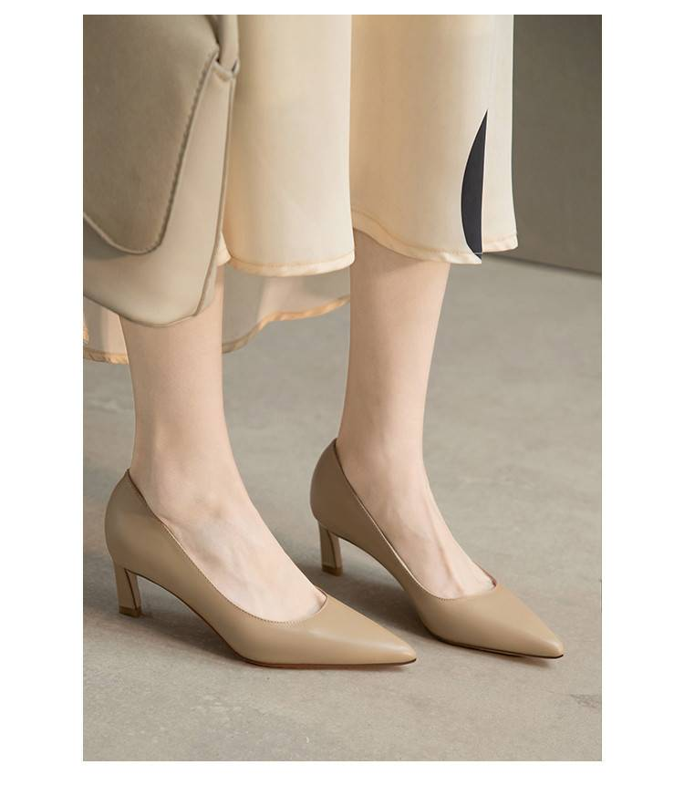 Cameido Damen-Einzelschuhe mit flacher Öffnung, elegante High Heels mit spitzer Spitze und dünnem Absatz, einfarbige Pendler-Arbeitsschuhe._voghion.com