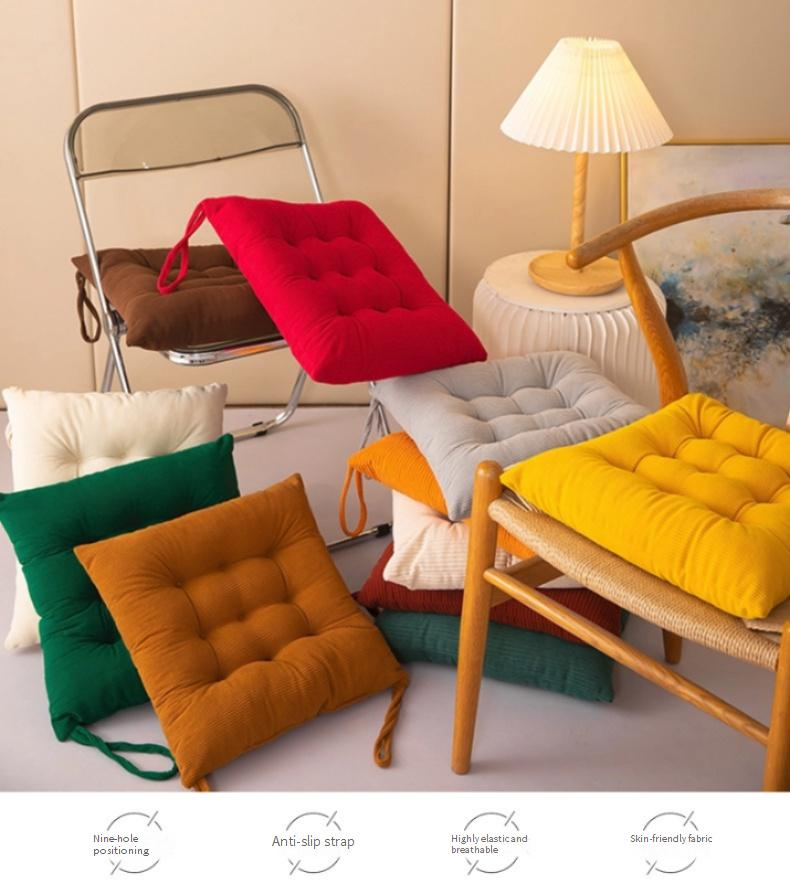 Home Garden Thickened Solid Color Corduroy Fart Chair Cushions_voghion.com