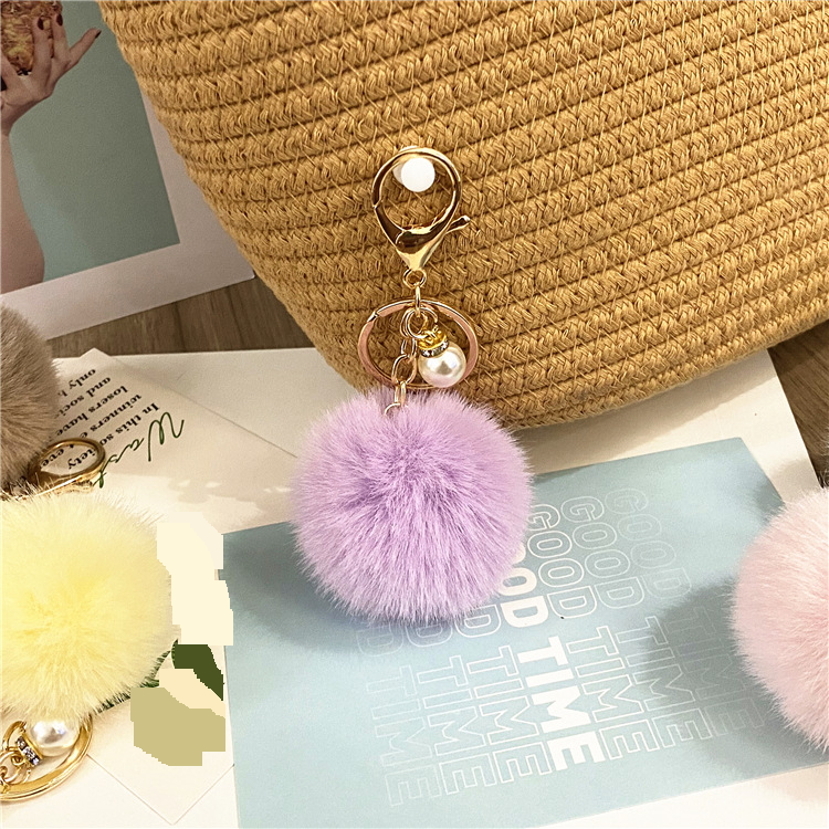 Portachiavi con ciondolo per borsa, in peluche, per studenti, con ciondolo per borsa color macaron, portachiavi per auto, piccolo regalo_voghion.com