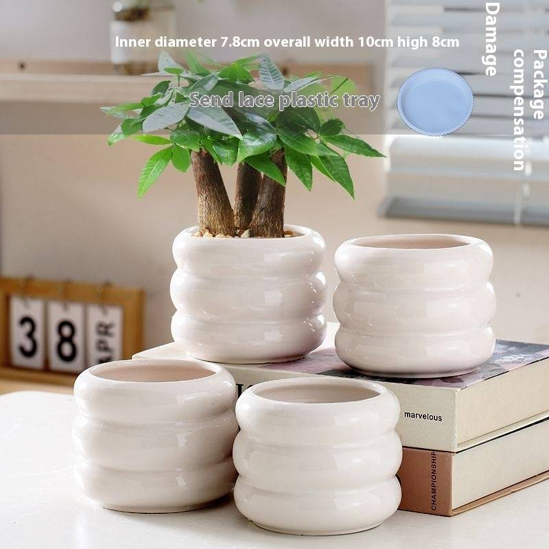 Keramik-Blumentopf mit Untertasse – Stilvolles Wohndekor für Sukkulentenpflanzen – Modernes und elegantes Design_voghion.com