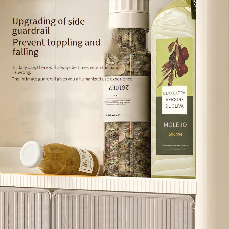 Wall Mounted Kitchen Organizer - No Drill Spice Rack With Hooks For Utensils & Condiments (Space Saving Storage Shelf)_voghion.com