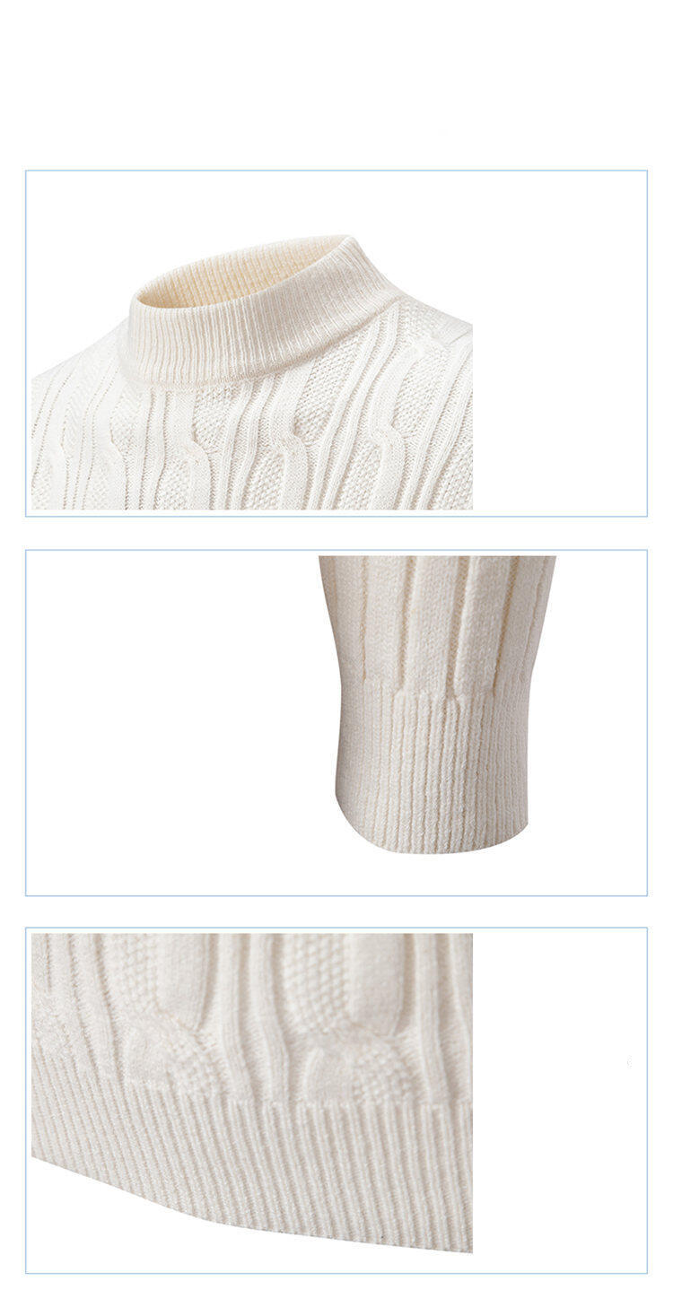 Trendiger Oversize-Pullover für Herren – Pullover mit Vintage-Zopfmuster | Weiche Polyestermischung | Maschinenwaschbar | Größen (Weiß/Schwarz/Rot/Khaki/Blau)_voghion.com