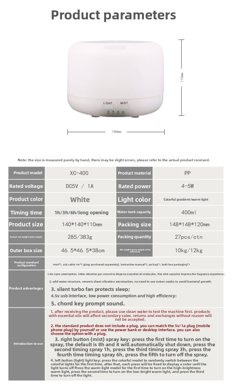 Ultrasonic Aroma Diffuser - USB-Powered Essential Oil Humidifier With 7-Color LED, Auto Shut-Off & 36dB Quiet Operation For Home/Car_voghion.com