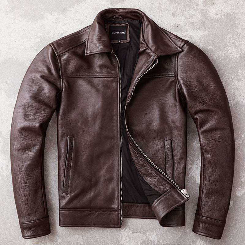 Premium-Businessjacke aus echtem Leder für Herren im Slim Fit – Klassisch Braun & Schwarz, kurz, leicht & stylisch (S-6XL)_voghion.com