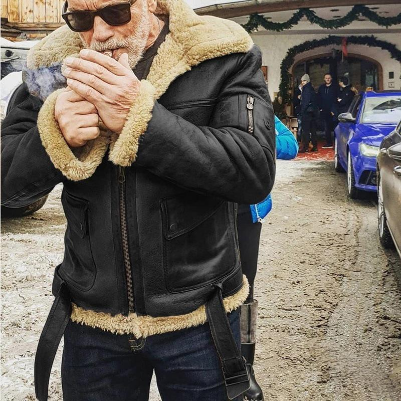 Herrenbekleidung Herren-Wildleder-Shearling-Mantel – Verdickte Winterjacke mit warmem Fleecefutter, winddicht und stylisch (Schwarz, Khaki, Rot, Blau)_voghion.com