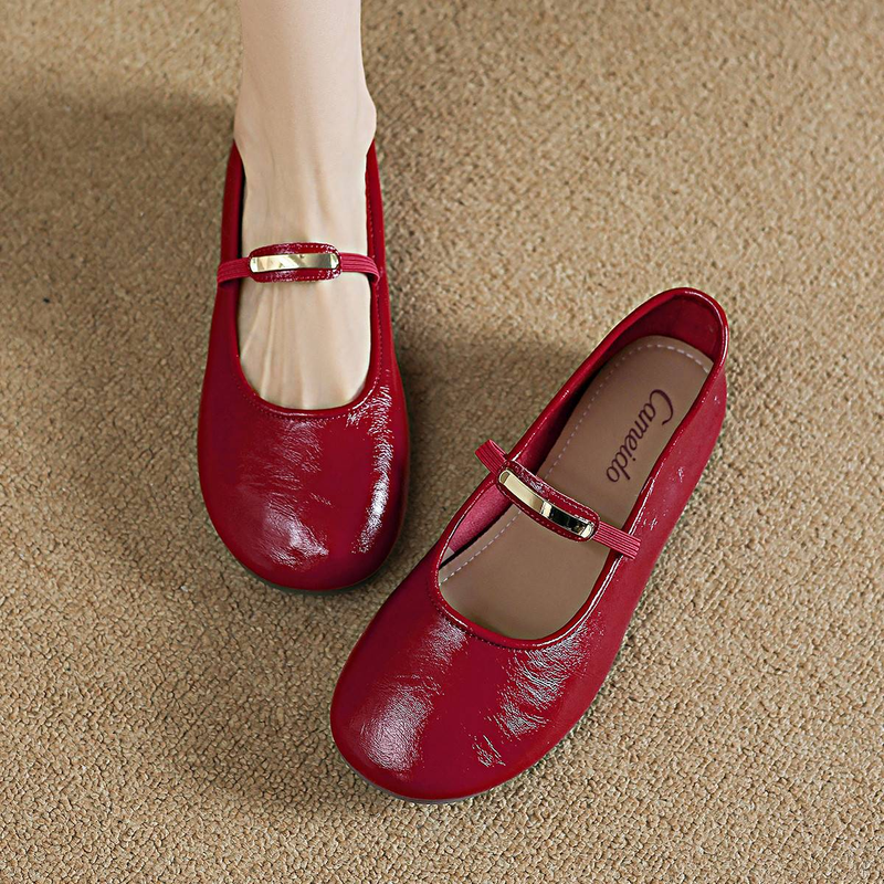 【Soft Sole And Soft Upper】Cameido Comfortable Flat Ankle Strap Shallow Single Shoes For Women, Autumn Round Toe Mary Jane Shoes_voghion.com