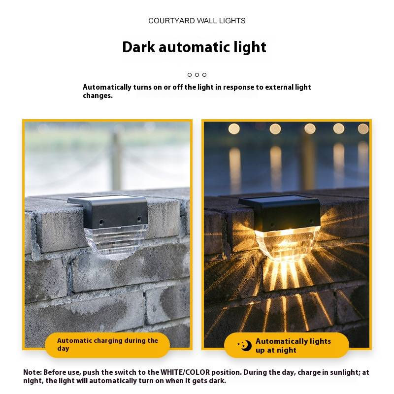 Solar-Stufenleuchten für den Außenbereich, Gartentreppenleuchten mit warmen und farbwechselnden LEDs, wasserdichte Wand- und Zaunbeleuchtung für Terrasse, Hof, Weg_voghion.com