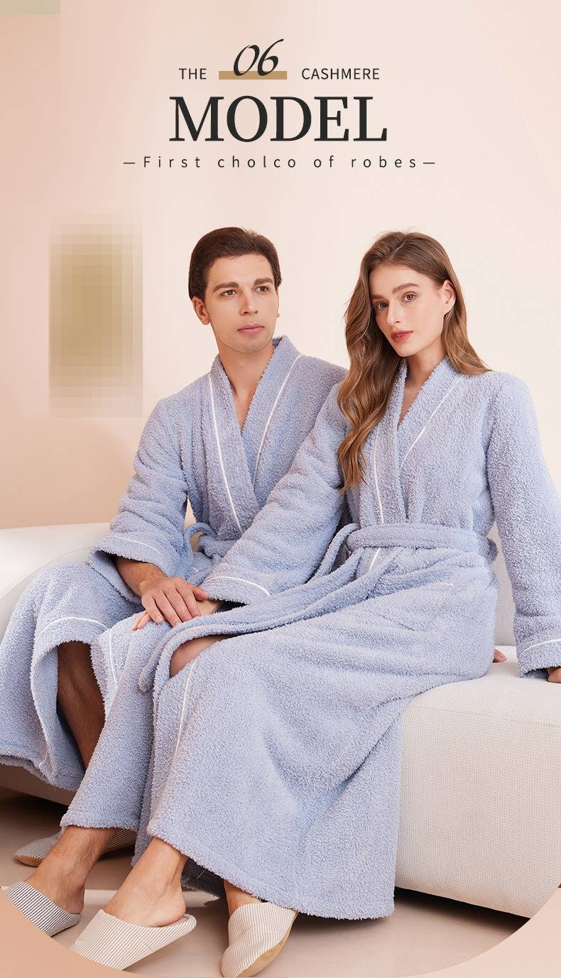 Winterlicher Plüsch-Fleece-Bademantel für Damen und Herren – Extra langer und dicker Bademantel mit Halbflor-Design, passende Loungewear für Paare_voghion.com