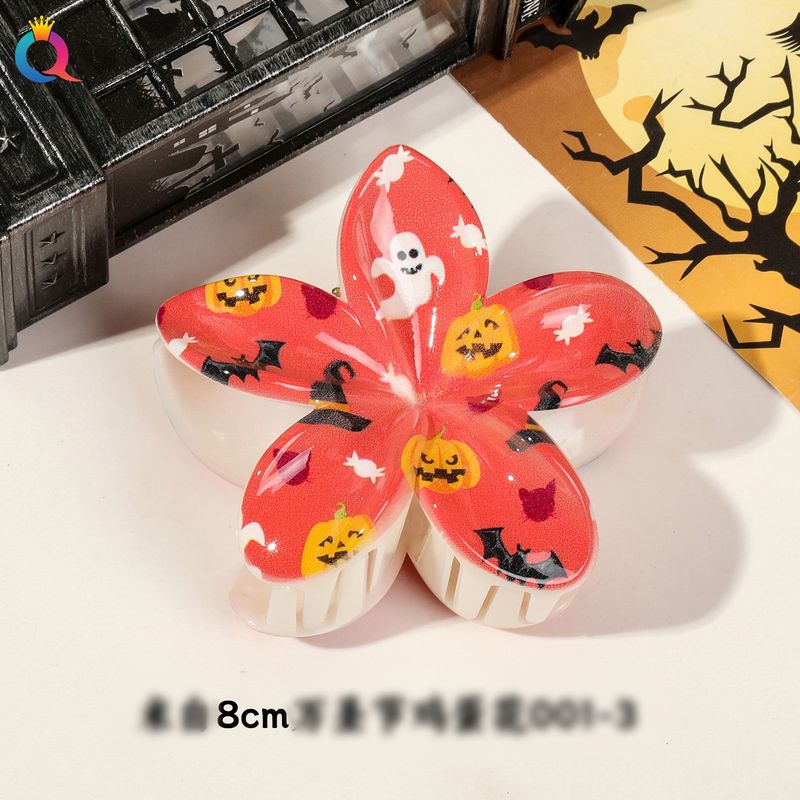 Multiple Pattern And Color Options For Halloween Pumpkin Skull Witch UV Print Frangipani Clip Girls Headdress_voghion.com