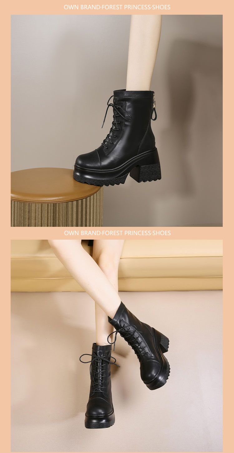 【9.5cm Heel Lift】Women's Faux Fur Martens 25 Winter New Arrival Versatile Thick Soles Mid-Calf Elastic Boots_voghion.com
