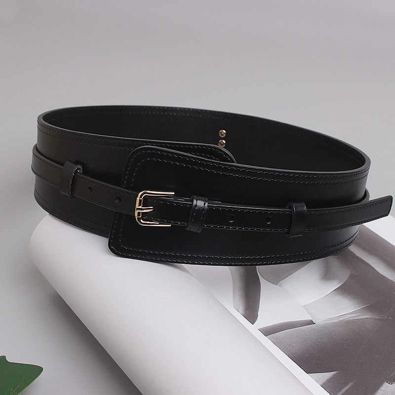 Ceinture large en cuir véritable pour femmes, jupe décorative pratique, manteau en laine, costume pull, ceinture polyvalente de style ins_voghion.com
