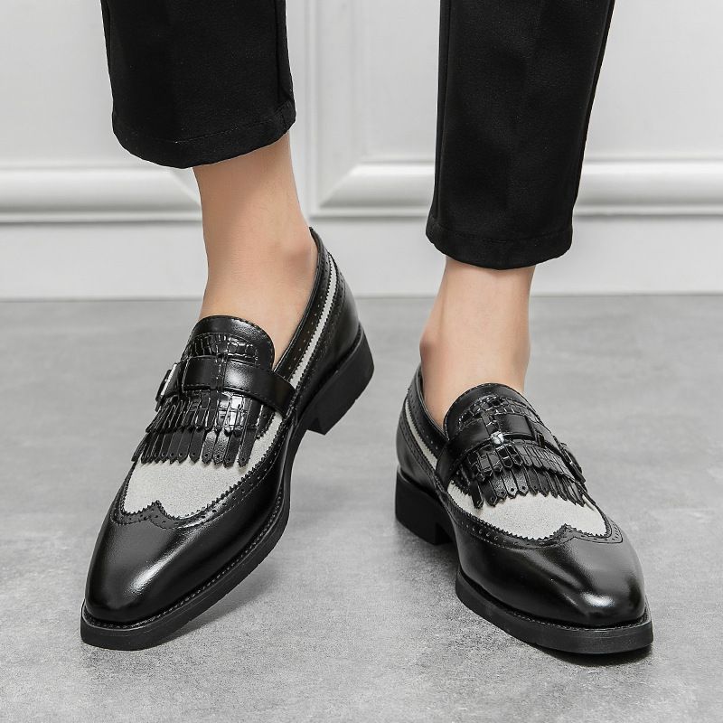 Adatto a tutte le stagioni, scarpe da uomo in pelle formali britanniche, mocassini slip-on da uomo di grandi dimensioni, taglie 38-46_voghion.com