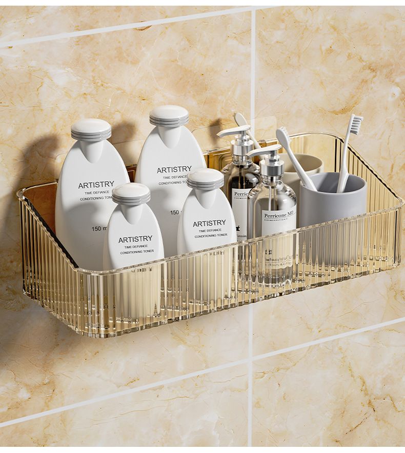 Roestvrije badkamerorganizerplank - Wandmontage zonder boren met afvoergaten voor douche, toiletartikelen en cosmetica_voghion.com