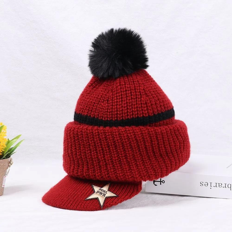 Inverno Bambini Più Cappelli Beanie In Pile Spessore Caldo Passamontagna Lavorato A Maglia Per Bambini All'aperto Ragazze Ragazzi Viso Copertura Palla di Pelo Bavaglino maschera_voghion.com