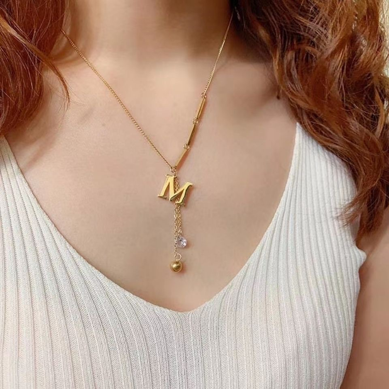 Stal nierdzewna Nowa moda Fine Jewelry Eleganckie seksowne M Cyrkonowe frędzle Charms Choker łańcuszek Naszyjniki i wisiorki dla kobiet_voghion.com