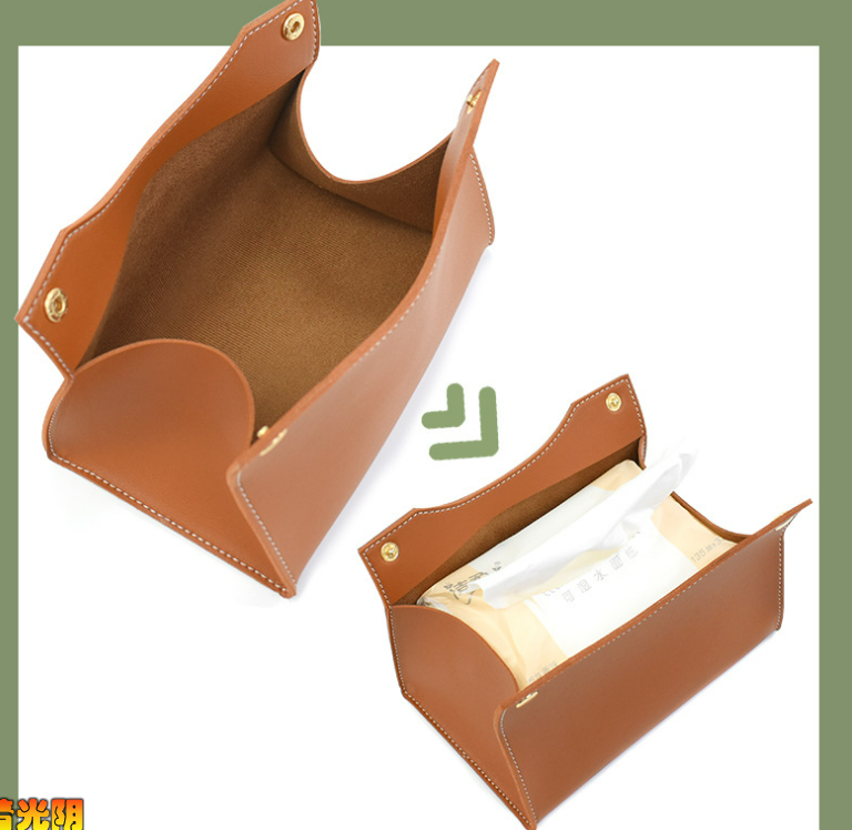 Leather tissue box, desktop tissue paper storage, toilet, kitchen, leather drawer_voghion.com