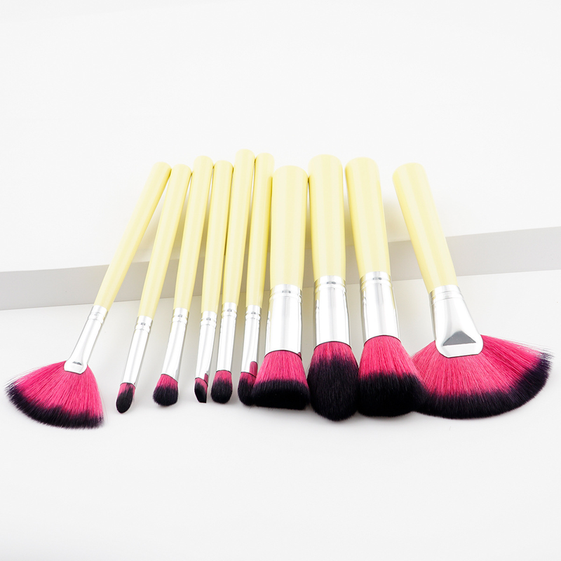 10 pcs makeup brushes, makeup tools, crackle pattern, colorful wooden handle, makeup brush set GUJHUI_voghion.com