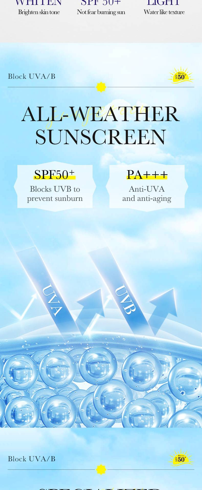 Posvetljujoča krema za sončenje z UV zaščito_voghion.com