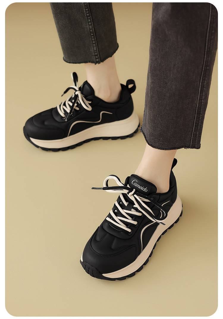 cameido Women's Lightweight Casual Shoes, Versatile Casual Shoes With Round Toes And Laces, Retro Casual Shoes For The Fall Of 2024_voghion.com