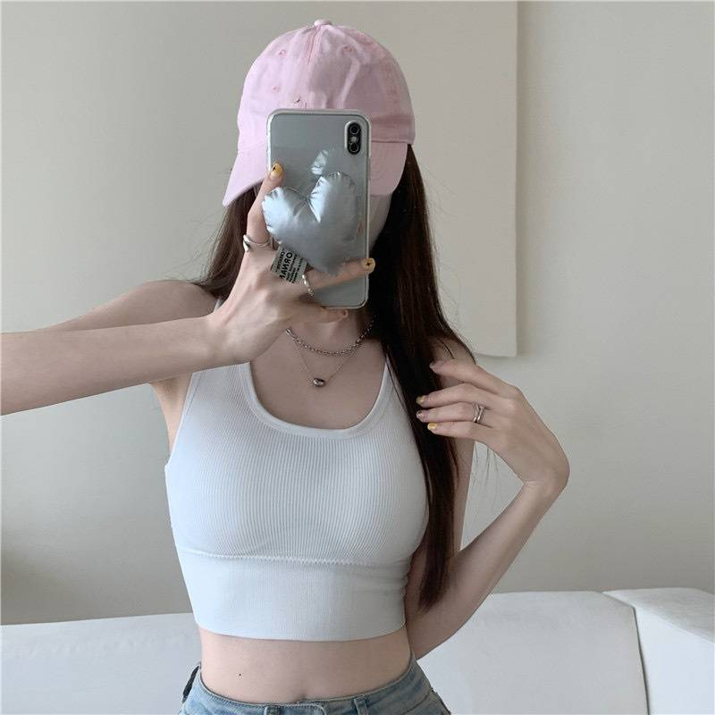 Damen Intimat Klengt Camisol Frae Summer Hot Girl Innenkleeder Kräiz Schéi Hosenträger Broschtpolster Äusserkleeder Äermellos Top Trend_voghion.com