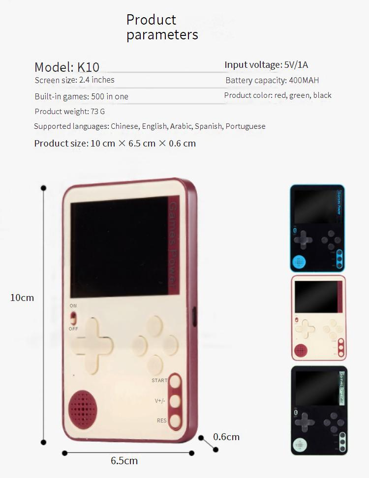 Consolas de videojuegos Tiger Year New Year K10, consola de juegos portátil con tarjeta magnética, funda magnética para teléfono móvil, consola de juegos portátil FC Retro_voghion.com