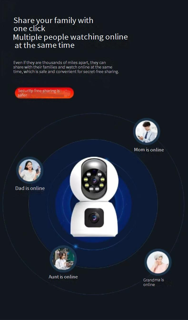 Dual-Lens Indoor Security Camera - 360° Panoramic View With 2K HD & Night Vision (WiFi Wireless Motion Tracking 2-Way Audio Cloud Storage)_voghion.com
