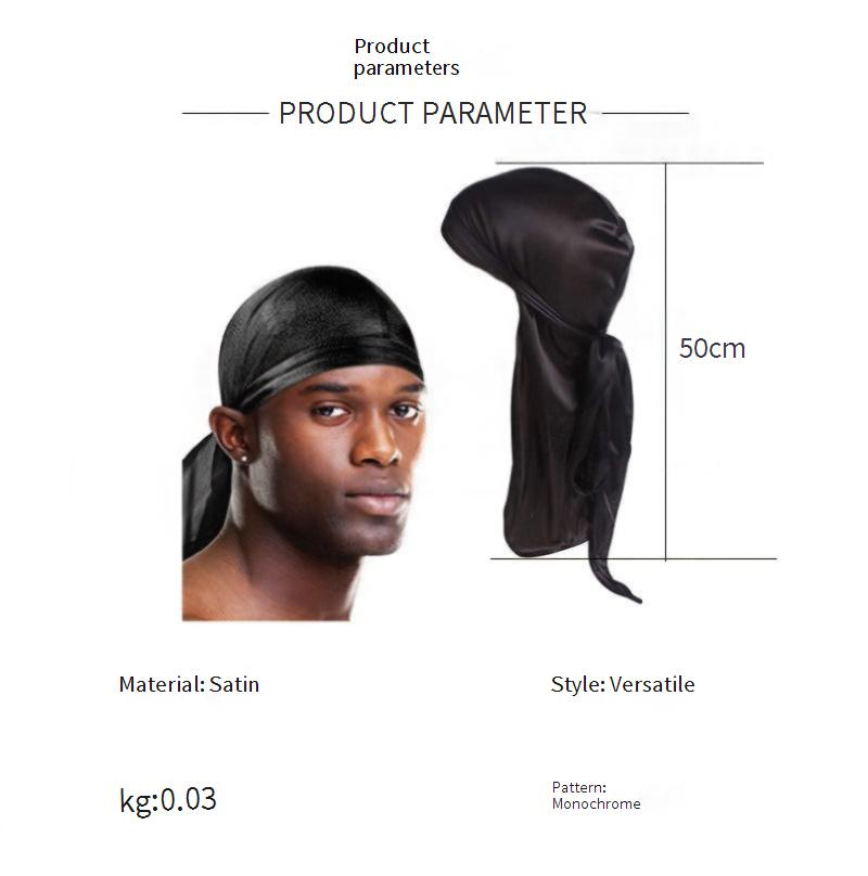 Lenço longo estilo pirata com faixa para cabeça para homens e mulheres (proteção de cabelo respirável e brilhante, nó ajustável, 100% poliéster, acessório de moda)_voghion.com
