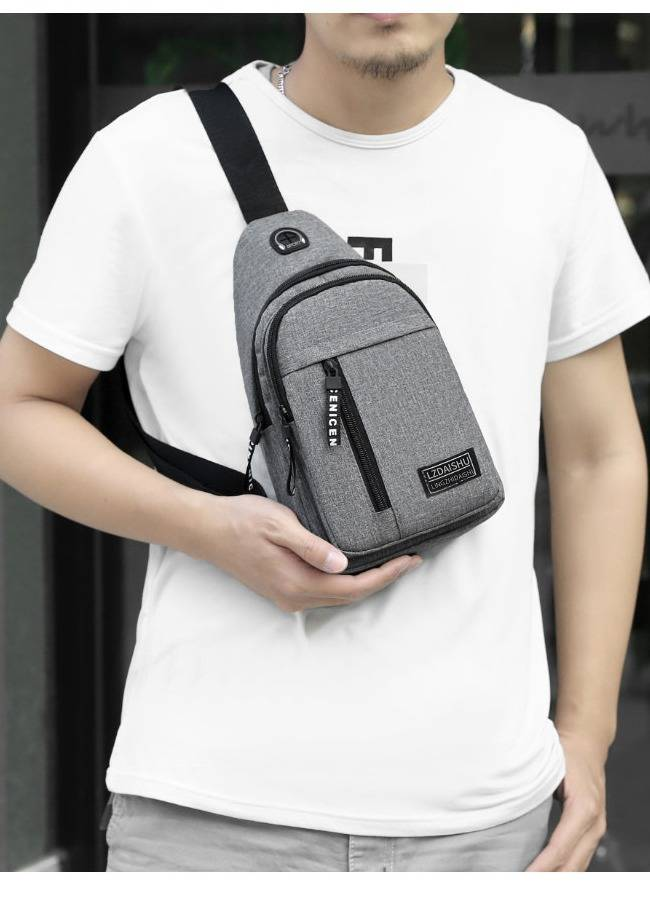 USB Charging Crossbody Bag For Men - Lightweight Anti-Theft Chest Shoulder Bag With Multiple Pockets, Water-Resistant Oxford Fabric, Adjustable Strap_voghion.com