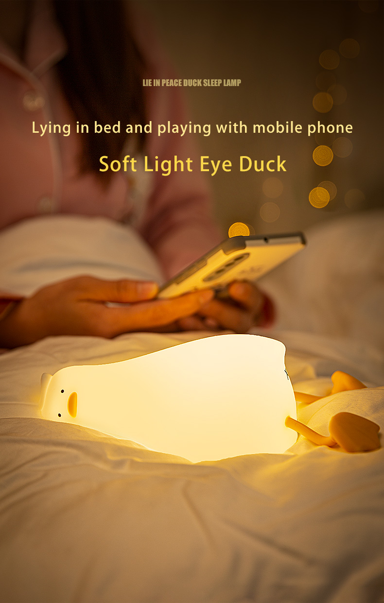 Lying Duck Struggling Duck Silicone Lamp Atmosphere Feeding Night Light Mobile Phone Holder 2 In 1 Duck_voghion.com