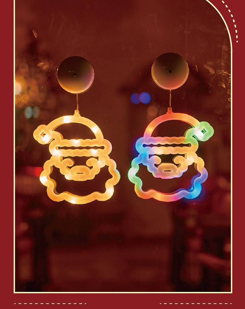 Luces navideñas con ventosa: guirnalda de luces LED a pilas para decoración navideña, en blanco cálido y multicolor._voghion.com