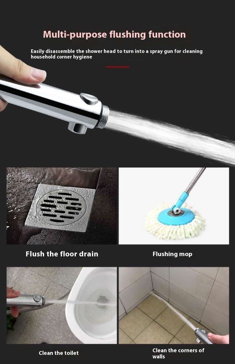 Ducha de mano de lujo con 4 modos: chorro de lluvia/masaje de alta presión, interruptor de ahorro de agua y ajuste universal (ABS cromado)_voghion.com