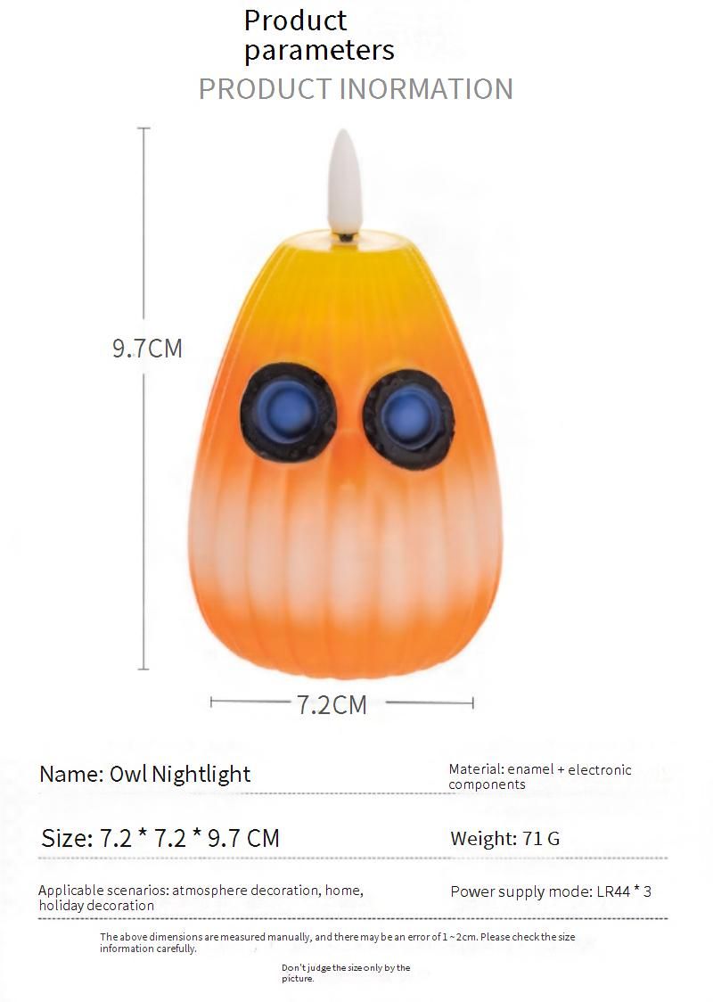 Décorations d'Halloween, hibou drôle, citrouille lumineuse, veilleuse, ambiance de fête, accessoires de mise en page, ornements de bureau_voghion.com